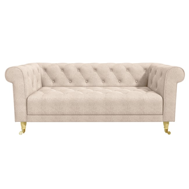 Beige Woven 3 Seater Chesterfield Sofa - Ophelia 