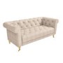 Beige Woven 3 Seater Chesterfield Sofa - Ophelia 