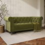 Olive Green Velvet Chesterfield 3 Seater Sofa - Ophelia