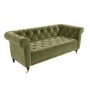 Olive Green Velvet Chesterfield 3 Seater Sofa - Ophelia