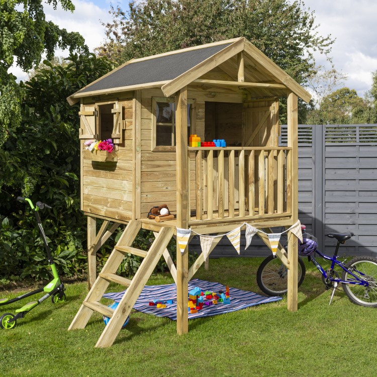 Rowlinson Wooden Lookout Playhouse with Balcony  