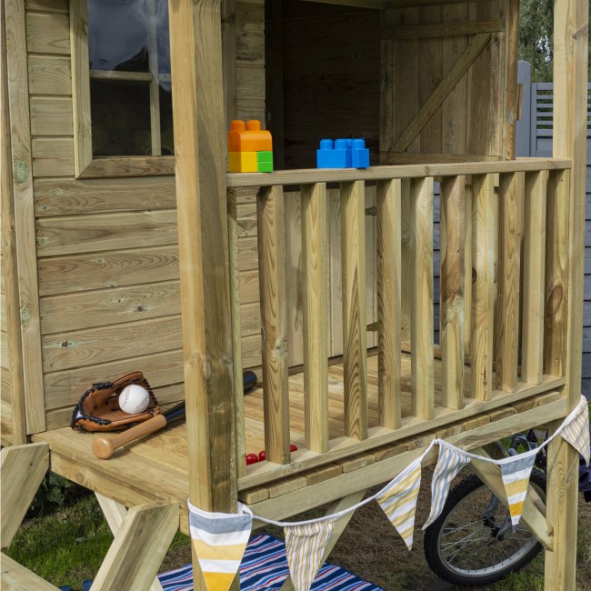 Rowlinson Wooden Lookout Playhouse with Balcony  