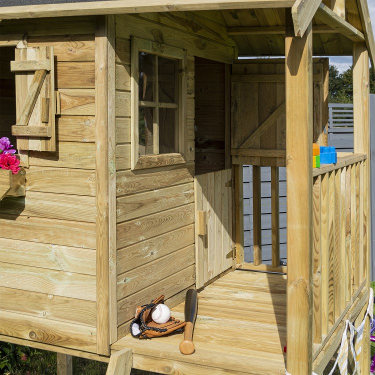 Rowlinson Wooden Lookout Playhouse with Balcony  