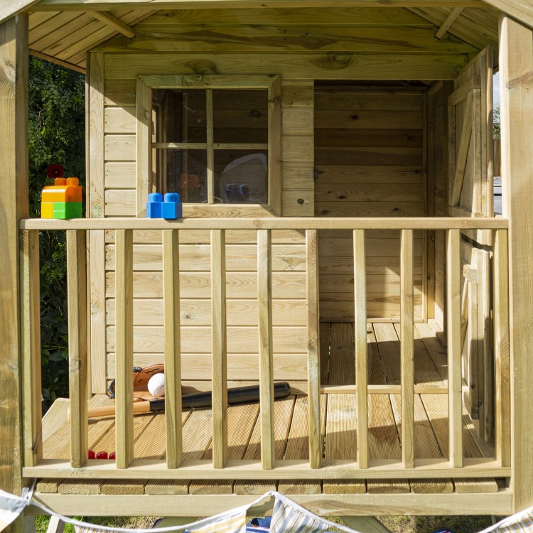 Rowlinson Wooden Lookout Playhouse with Balcony  