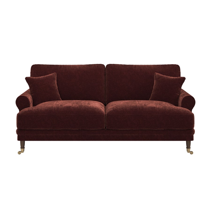 Berry Brown Chenille Feather-Filled 3-Seater Sofa - Payton Heritage