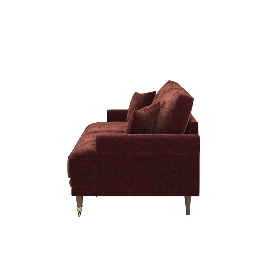 Berry Brown Chenille Feather-Filled 3-Seater Sofa - Payton Heritage