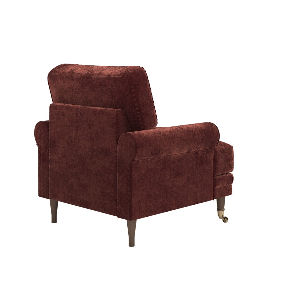 Berry Brown Chenille Feather-Filled Armchair – Payton Heritage 