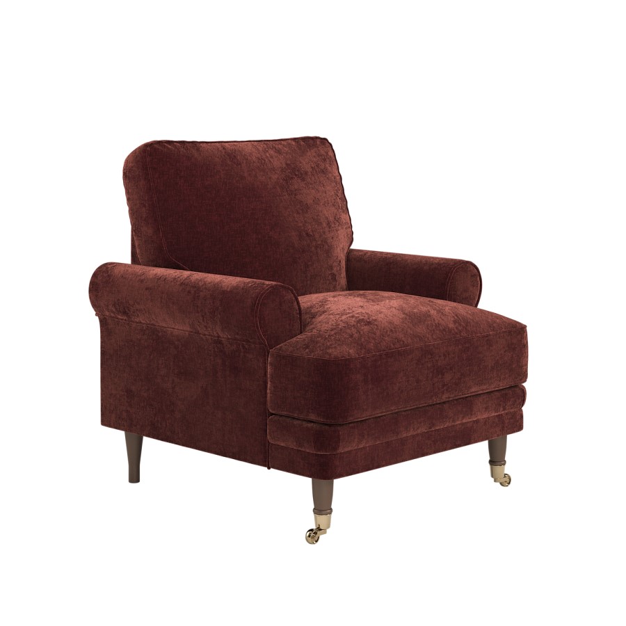 Berry Brown Chenille Feather-Filled Armchair – Payton Heritage 