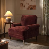 Berry Brown Chenille Feather-Filled Armchair – Payton Heritage 
