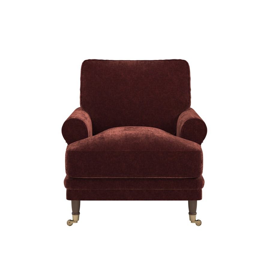 Berry Brown Chenille Feather-Filled Armchair – Payton Heritage 