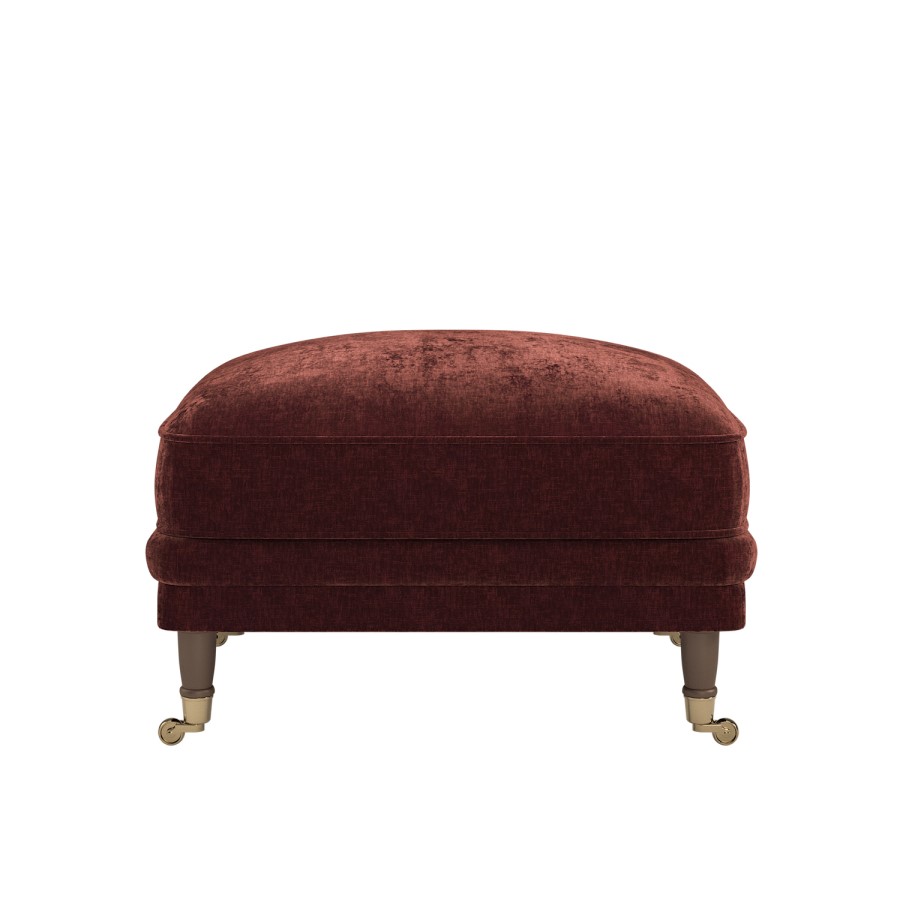 Berry Brown Chenille Feather-Filled Footstool – Payton Heritage 