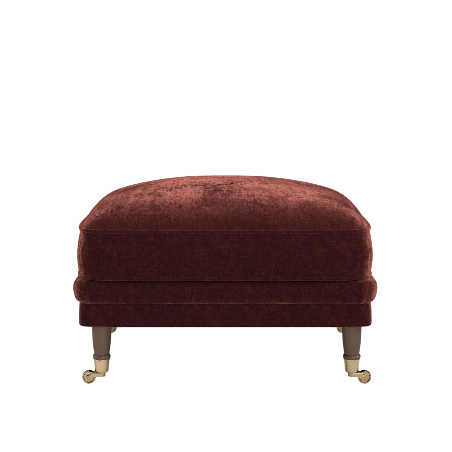 Berry Brown Chenille Feather-Filled Footstool – Payton Heritage 