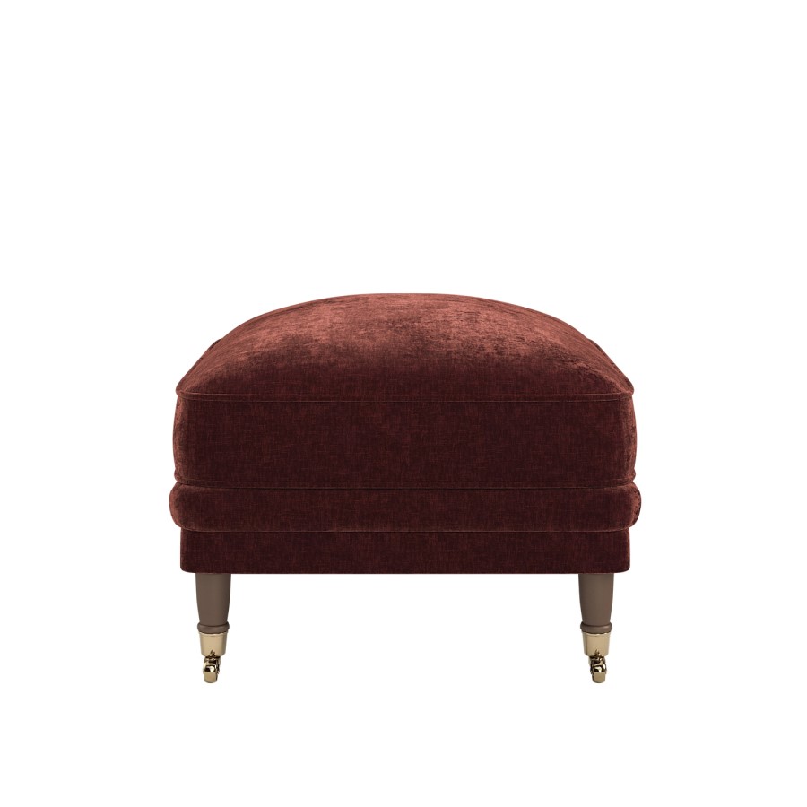 Berry Brown Chenille Feather-Filled Footstool – Payton Heritage 