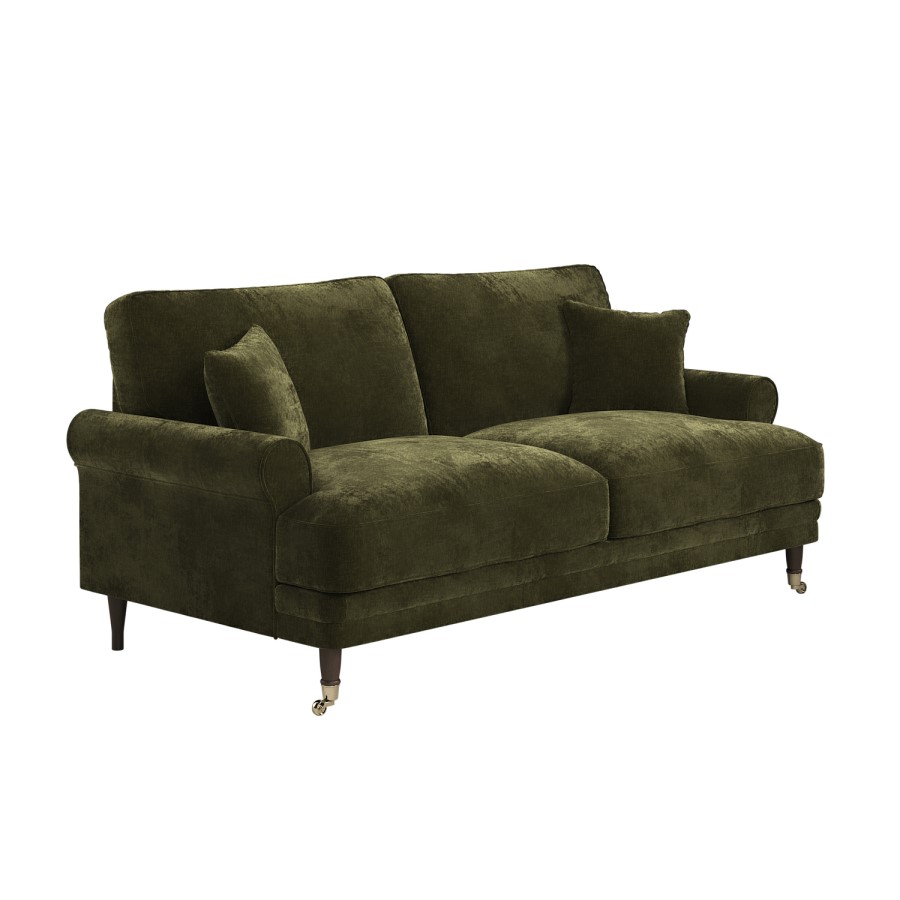 Forest Green Chenille Feather-Filled 3-Seater Sofa – Payton Heritage 
