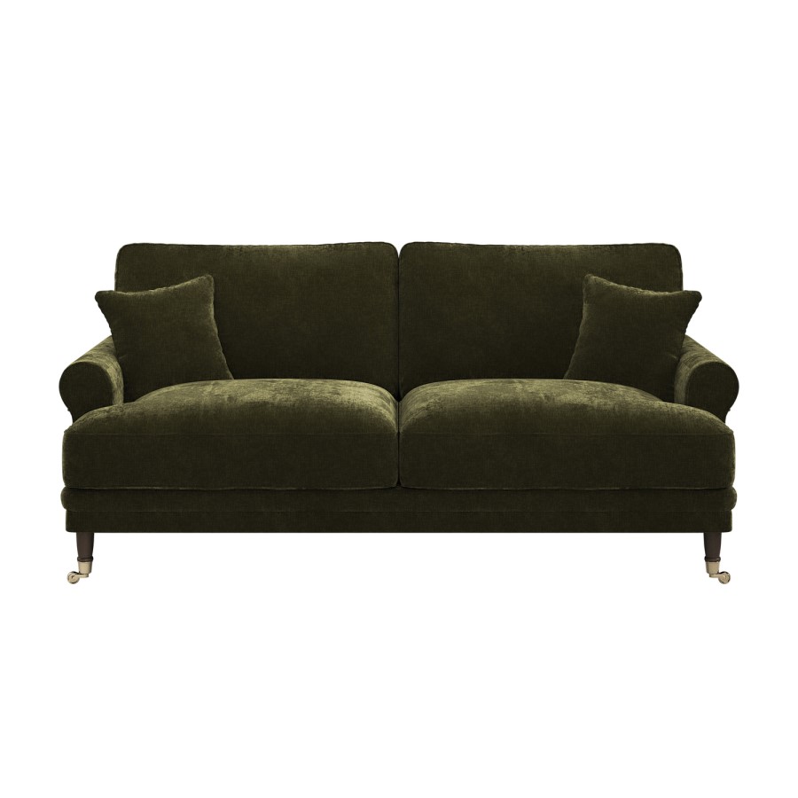 Forest Green Chenille Feather-Filled 3-Seater Sofa – Payton Heritage 