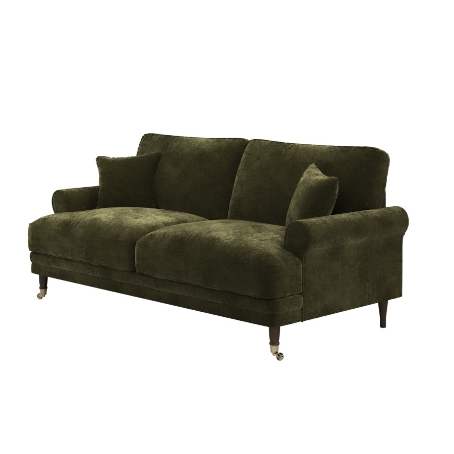 Forest Green Chenille Feather-Filled 3-Seater Sofa – Payton Heritage 