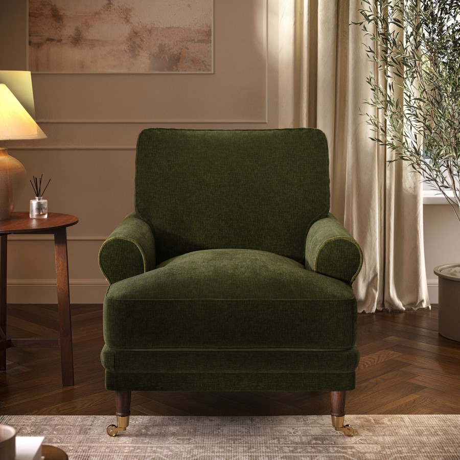 Forest Green Chenille Feather-Filled Armchair – Payton Heritage 