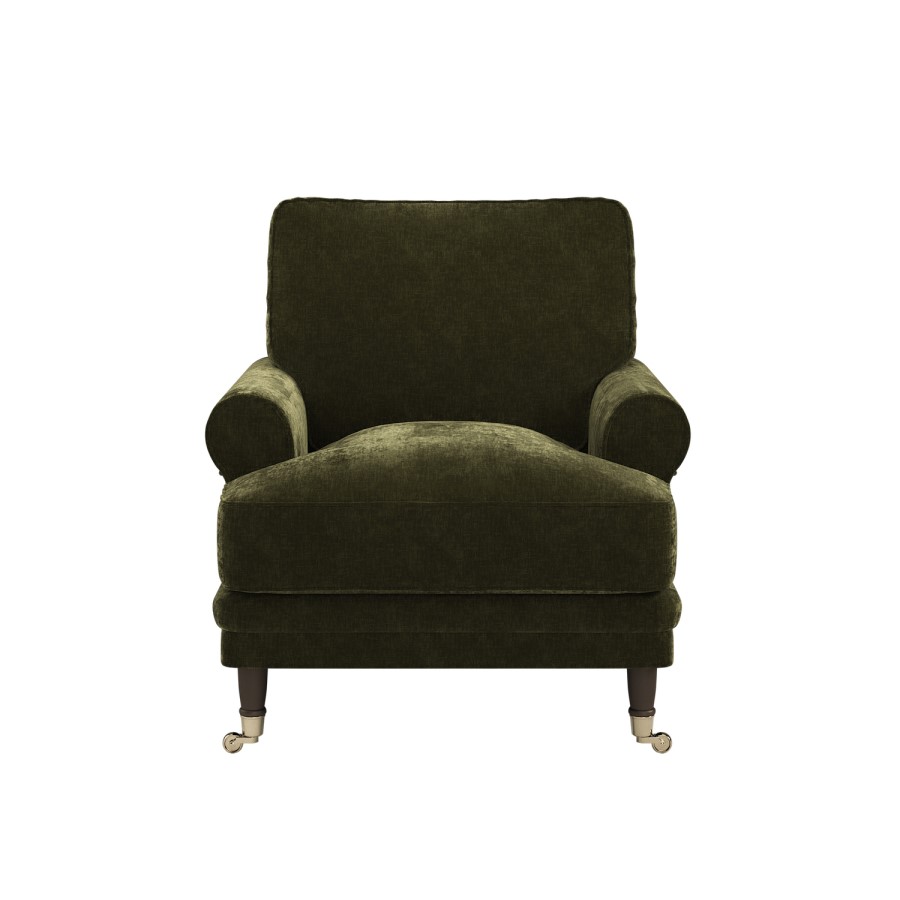 Forest Green Chenille Feather-Filled Armchair – Payton Heritage 