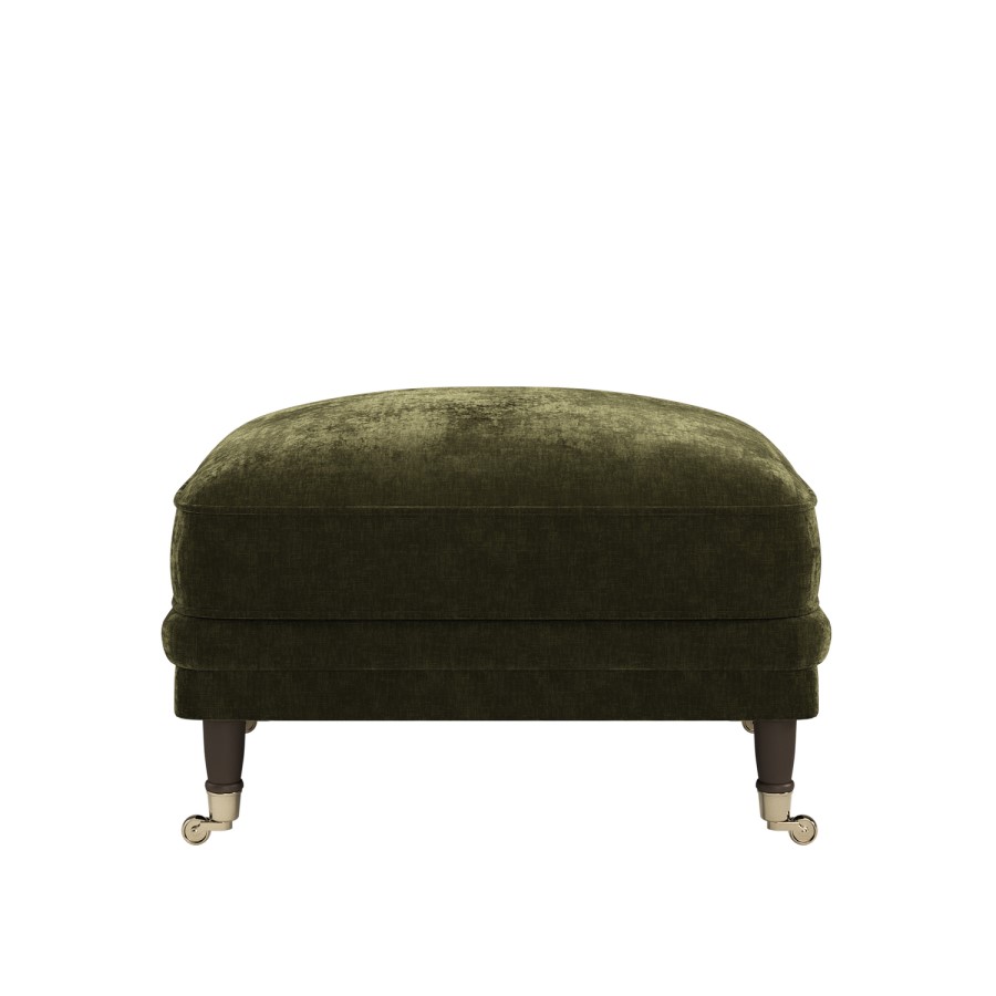 Forest Green Chenille Feather-Filled Footstool – Payton Heritage 