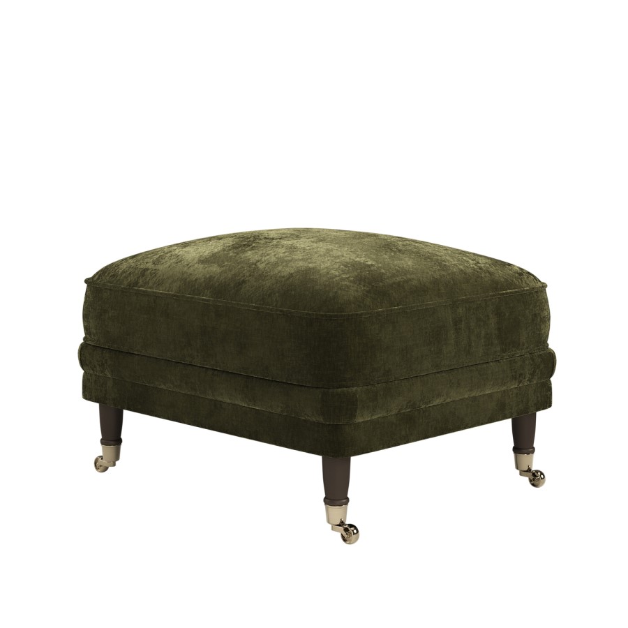 Forest Green Chenille Feather-Filled Footstool – Payton Heritage 