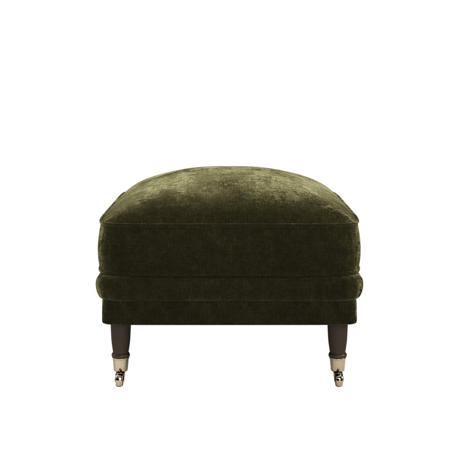 Forest Green Chenille Feather-Filled Footstool – Payton Heritage 