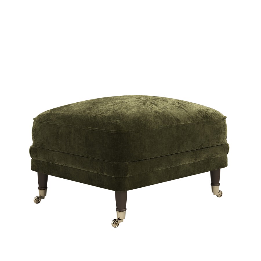 Forest Green Chenille Feather-Filled Footstool – Payton Heritage 