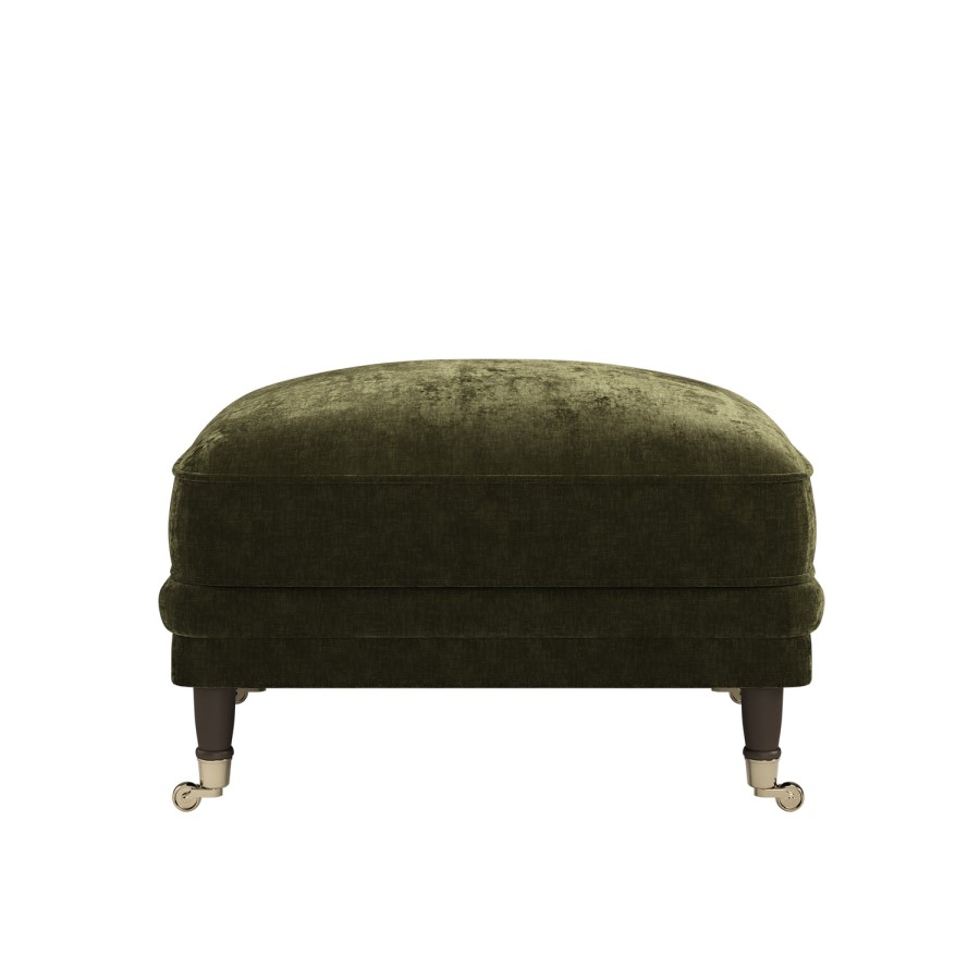 Forest Green Chenille Feather-Filled Footstool – Payton Heritage 