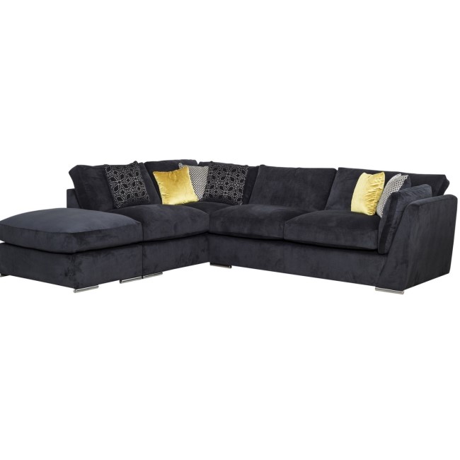 Phoenix Black Velvet Sectional Corner Sofa