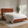 ONLY OPENED - Rust Orange Velvet King Size Ottoman Bed with Legs - Pippa