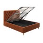 ONLY OPENED - Rust Orange Velvet King Size Ottoman Bed with Legs - Pippa