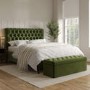 ONLY OPENED - Olive Green Velvet Super King Ottoman Bed with Legs - Pippa