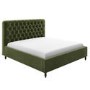 ONLY OPENED - Olive Green Velvet Super King Ottoman Bed with Legs - Pippa