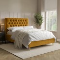 PIP003D Yellow Velvet Double Ottoman Bed with Legs - Pippa
