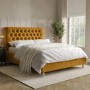Mustard Yellow Velvet King Size Ottoman Bed with Legs - Pippa