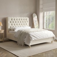 Cream Upholstered Chesterfield Double Ottoman Bed with Legs- Pippa Cream Upholstered Chesterfield Double Ottoman Bed with Legs- Pippa