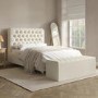 Cream Upholstered Chesterfield Double Ottoman Bed with Legs- Pippa