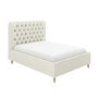 Cream Upholstered Chesterfield Double Ottoman Bed with Legs- Pippa