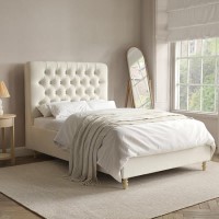 Cream Upholstered Chesterfield Small Double Ottoman Bed with Legs - Pippa Cream Upholstered Chesterfield Small Double Ottoman Bed with Legs - Pippa