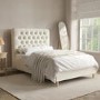 Cream Upholstered Chesterfield Small Double Ottoman Bed with Legs - Pippa