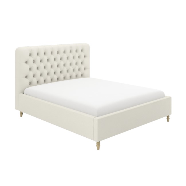 Cream Fabric Super King Ottoman Bed with Turned Legs - Pippa