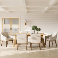 Beige Upholstered Dining Chair with Arms - Piper