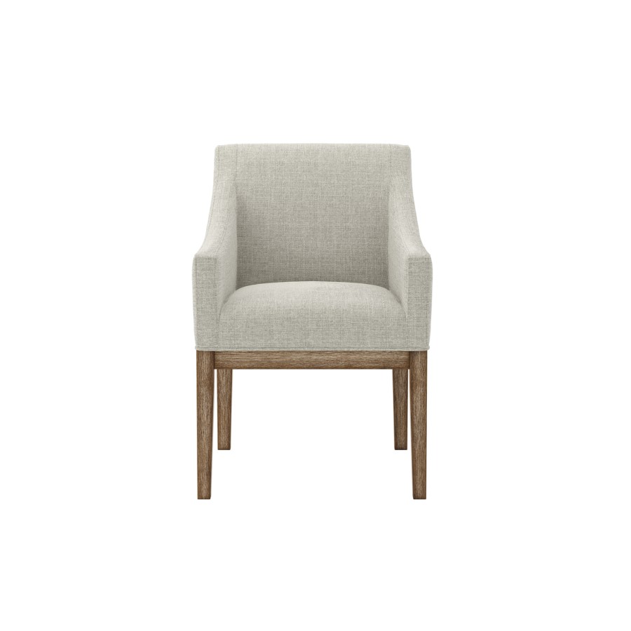 Beige Upholstered Dining Chair with Arms - Piper