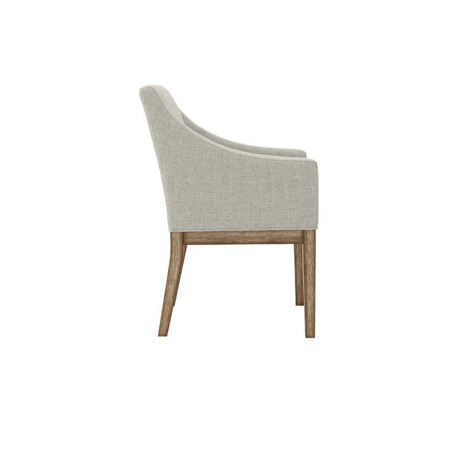 Beige Upholstered Dining Chair with Arms - Piper
