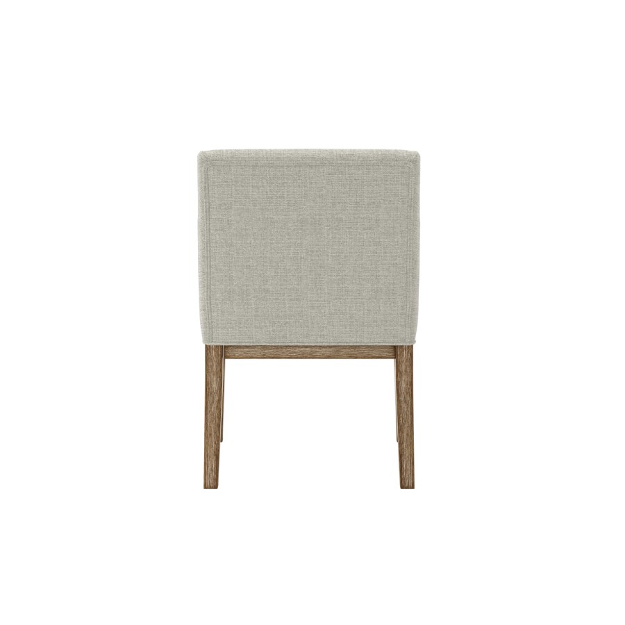 Beige Upholstered Dining Chair with Arms - Piper