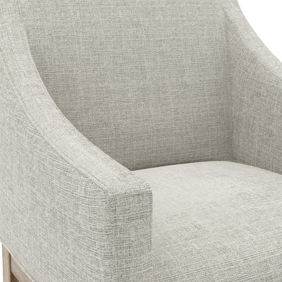 Beige Upholstered Dining Chair with Arms - Piper