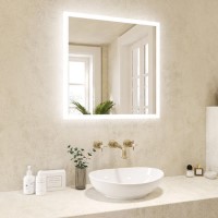 Square Heated Bathroom Mirror with Lights 600mm - Pisces