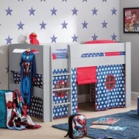 Julian Bowen Pluto Midsleeper Bed in Dove Grey with Blue Star Tent