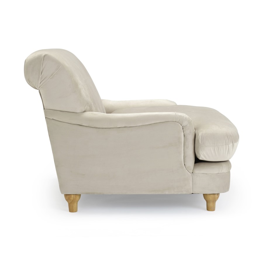 GRADE A2 - Plumpton Beige Velvet Armchair - LPD