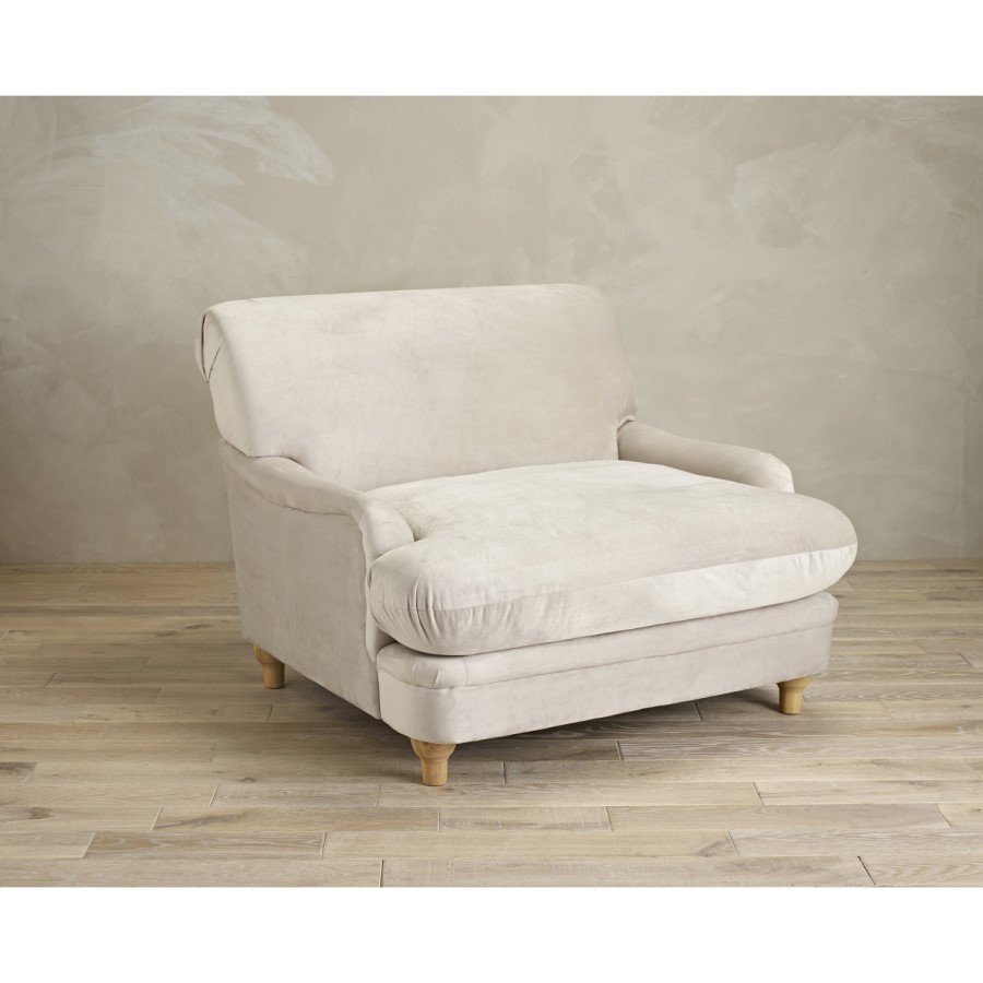 GRADE A2 - Plumpton Beige Velvet Armchair - LPD