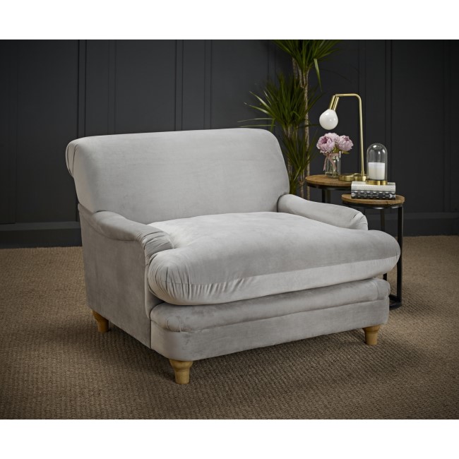 Plumpton Grey Velvet Armchair - LPD